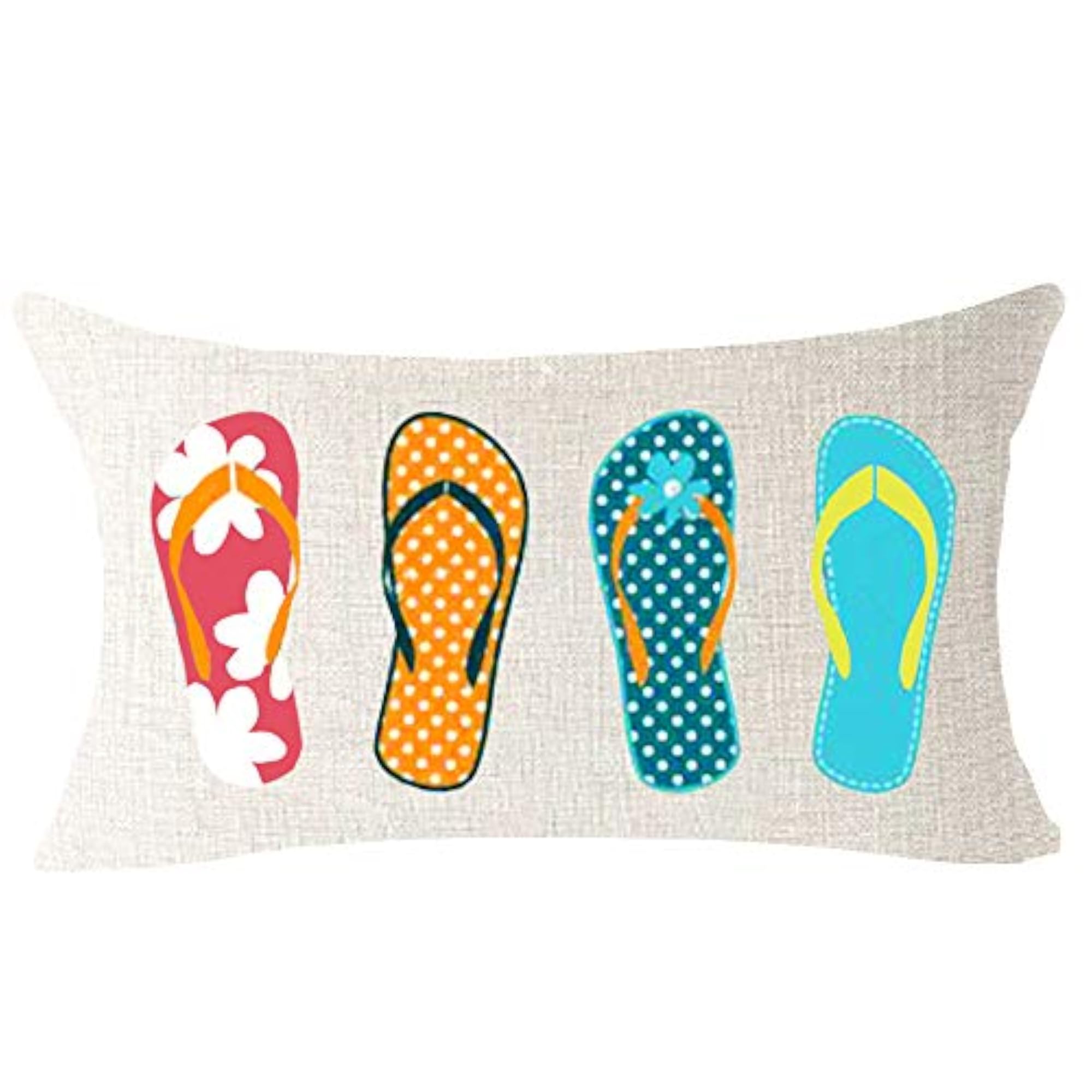 Flip Flop Pattern Summer Throw Pillow Cover, Beach Gift